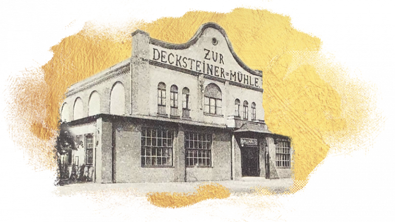 Alte Mühle vor goldenem Hintergrund